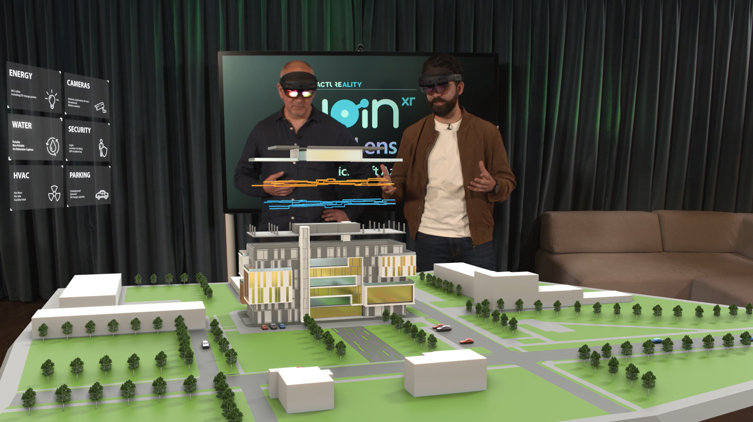 Alex Karim presenting a digital twin mixed reality demo